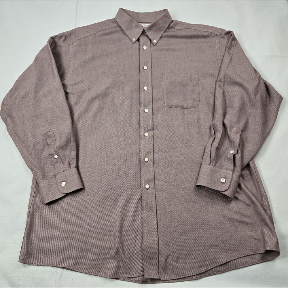 Roundtree & Yorke Men's 100% Cotton Twill Long Sleeve Button Down Shirt 17/35